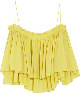 Apiece Apart Sanna Cropped Ruffled Cotton Camisole - Yellow