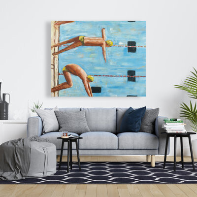 Lark Manor Swimmers - Hobbies Blue Canvas for Stylish Home Decor