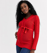 Thumbnail for your product : Mama Licious Mamalicious v neck cable jumper