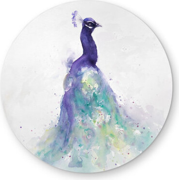 Begin Edition International Inc. Abstract Peacock in Watercolor - Romantic Round Outdoor Rug