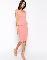 Thumbnail for your product : ASOS Midi Body-Conscious Dress with Sweetheart Neck and Peplum