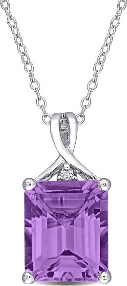 Everly Jewelry EVERLYJEWELRY|SterlingSilver5CTTGWAmethystWhiteTopazFashionPendantWithChain,18-inch