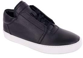 Helmut Lang Black Grained Leather Low Top Sneakers.