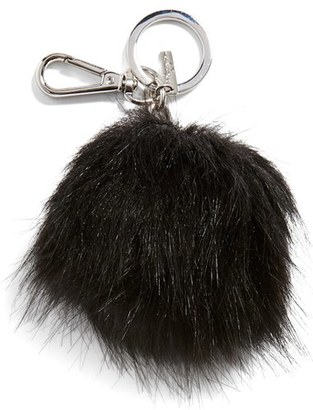 Women's Halogen Faux Fur Pom Bag Charm - Black
