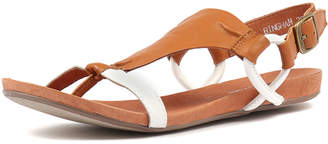 Django & Juliette Bingham White-tan Sandals Womens Shoes Casual Sandals-flat Sandals