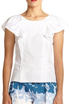 Thumbnail for your product : Carolina Herrera Cotton Ruffle-Accent Blouse