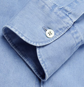 Thumbnail for your product : Incotex Glanshirt Slim-Fit Washed Lightweight Denim Shirt