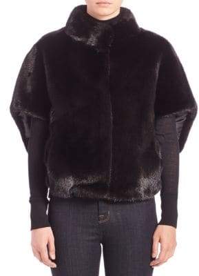 Michael Kors Collection Cropped Mink Fur Cape Jacket