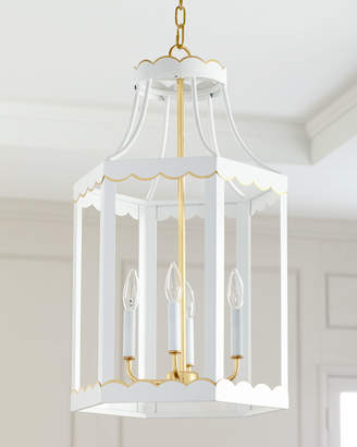Eloise Glossy Lantern, White/Gold