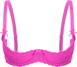 CHICTRY Women's Strappy Lace 1/2 Cup Demi Bra Underwire Lift Up