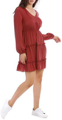 Miss Shop Ruffle Skirt Long Sleeve Dress