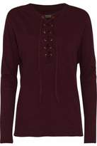Thumbnail for your product : Enza Costa Lace-up Melange Cotton And Cashmere-blend Top