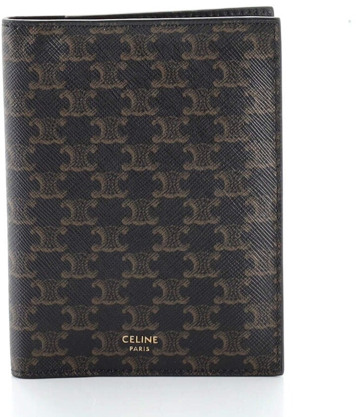 Celine - Passport Cover in Triomphe Canvas - Black / Brown - for Women