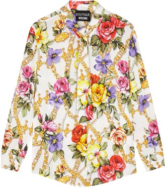 Boutique Moschino White Floral-print Blouse