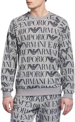 Emporio Armani Men's Logo Graphic Terry Crewneck Sweatshirt
