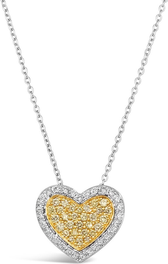 LeVian Sunny Yellow Diamond Hearts 14K 0.38 ct. tw. Diamond Pendant Necklace