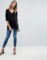 Thumbnail for your product : ASOS Maternity Oversized Cold Shoulder Top with Asymmetric Hem