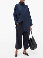 Thumbnail for your product : eskandar Wide-leg Wool-blend Trousers - Navy