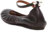 Thumbnail for your product : Lanvin Ankle Strap Ballerina Lambskin Flats with Pearls