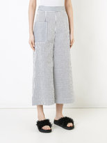 Thumbnail for your product : Eudon Choi striped cropped trousers - women - Cotton/Linen/Flax/Polyamide/Polyester - 8