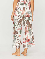 Thumbnail for your product : Desmond & Dempsey Soleia jungle-print wide-leg cotton pyjama bottoms