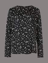 Thumbnail for your product : Autograph Spotted Drape Shoulder Long Sleeve Blouse