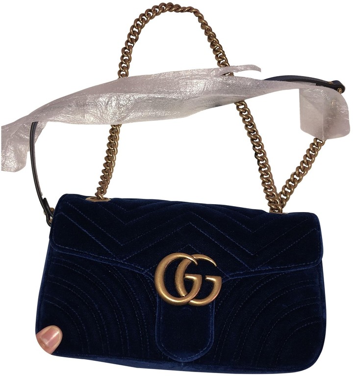 gucci handbag blue velvet