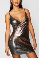 Thumbnail for your product : boohoo Strappy Metallic Wrap Mini Dress