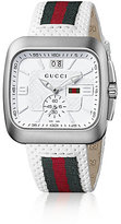 Thumbnail for your product : Gucci Coupé Stainless Steel, Leather & Web Strap Watch