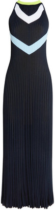 Versace Intarsia Ribbed-knit Midi Dress - Navy