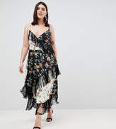 Thumbnail for your product : ASOS Curve DESIGN Curve fringe cami midi dress in mixed floral print