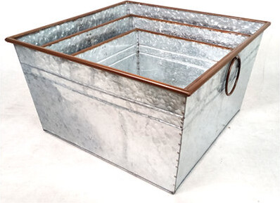 Laurel Foundry Modern Farmhouse Square Galvanized Metal Bucket with Handles