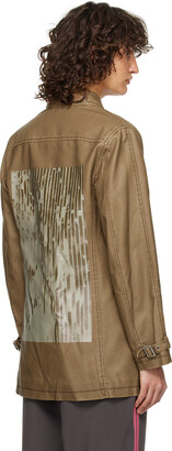 【OPEN YY】ECO-LEATHER PRINT JACKET, BROWN OPEN YY