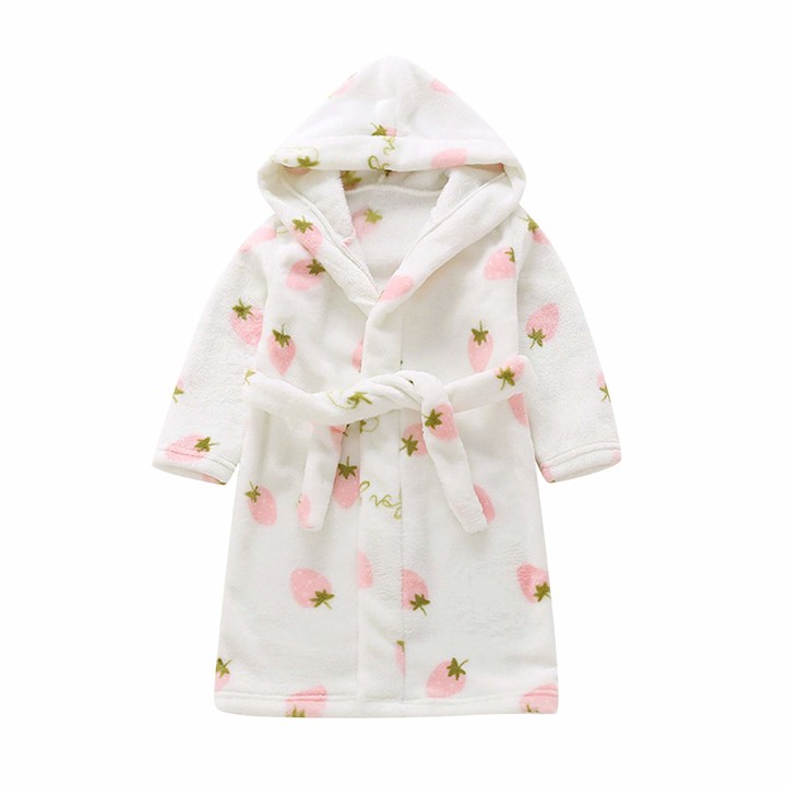 Toddler Baby Winter Soft Flannel Bathrobes Infant Girl Boy Cute Kimono Robe Long Sleeve Warm Pajamas Nightgowns