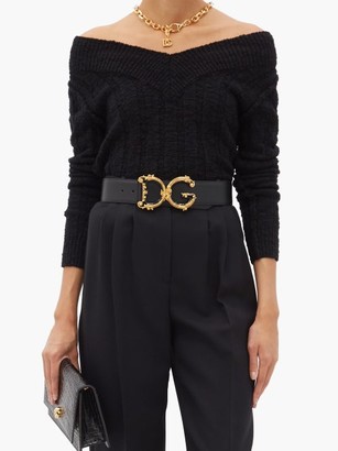 Dolce & Gabbana Off-the-shoulder Ribbed Wool-blend Sweater - Black