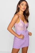 Thumbnail for your product : boohoo Rebecca Lilac Distressed Denim Mini Skirt