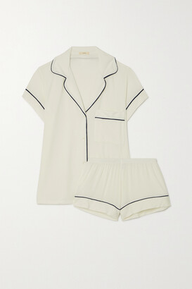 Eberjey Gisele Piped Stretch-modal Pajama Set - Ivory - x small