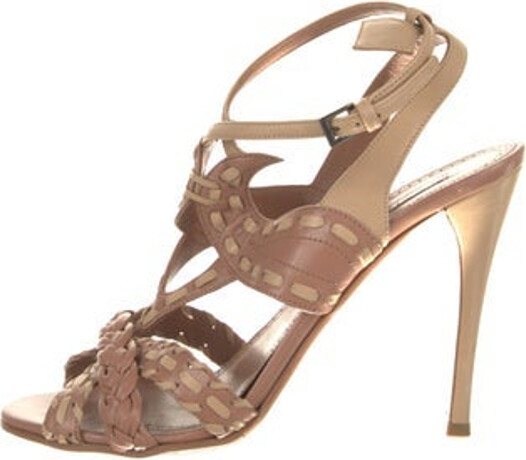 Alaia Leather Slingback Sandals Neutrals Wrap-Around Straps & Buckle Closure at Ankles Unfortunately, due to restrictions, this item may not be eligible for shipping in all areas.