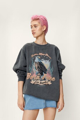 Nasty Gal Oversized Born Free Graphic Sweatshirt - Grey - ShopStyle Jumpers  & Hoodies