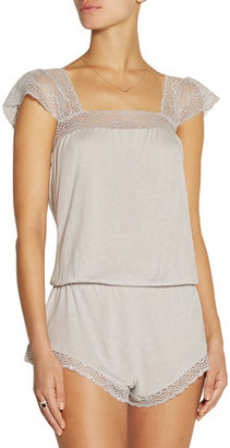 Eberjey Cecilia Lace-Trimmed Stretch-Jersey Playsuit