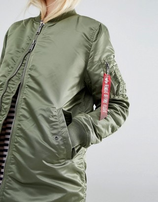 Alpha Industries MA-1 Longline Bomber Jacket with Contrast Lining