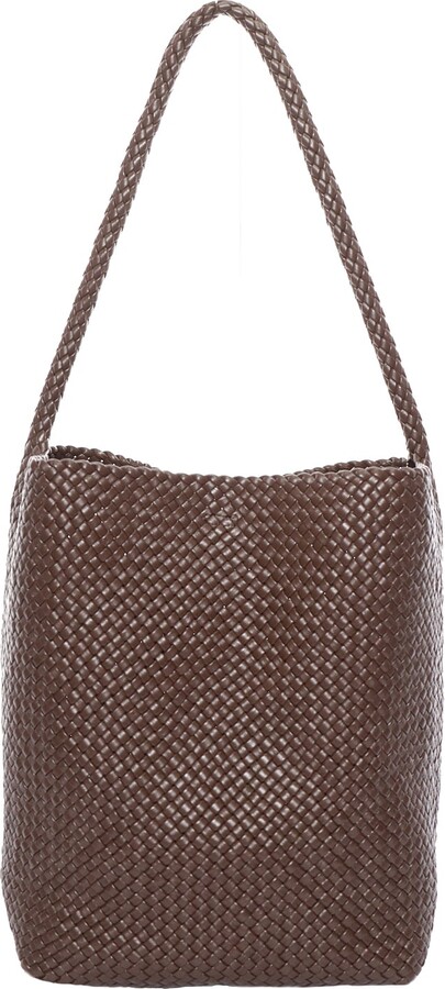 The Row Medium Woven North South Tote Bag in Brown