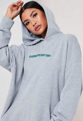 Missguided Petite Grey Oversized Everything Hoodie
