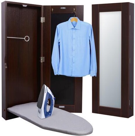 Ivation Wall-Mounted Ironing Board Cabinet, Foldable Ironing Storage Station for Home, Apartment & Small Spaces, Easy-Release Lever, With Miror...
