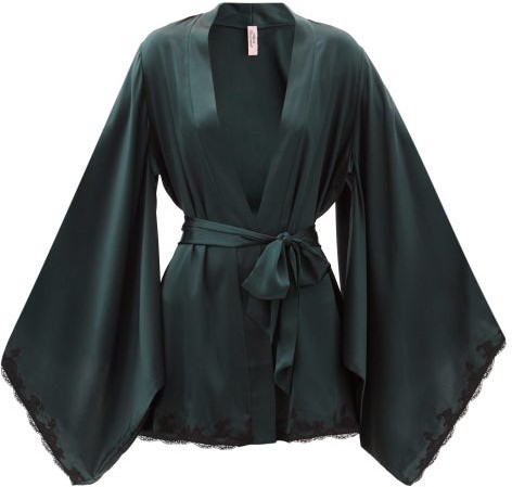 Agent Provocateur Molly Lace-trimmed Silk-blend Satin Robe - Green Multi -  ShopStyle