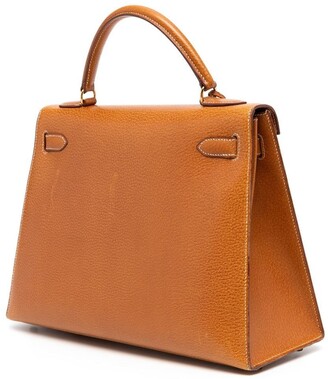 Hermes Kelly Handbag Fauve Barenia Faubourg with Palladium Hardware 28 -  ShopStyle Satchels & Top Handle Bags