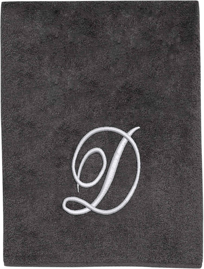 Avanti Linens Granite/Silver Script Monogram Bath Towel Letter D - Bath Towel