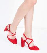 Thumbnail for your product : New Look Wide Fit Red Suedette Round Toe Block Heels