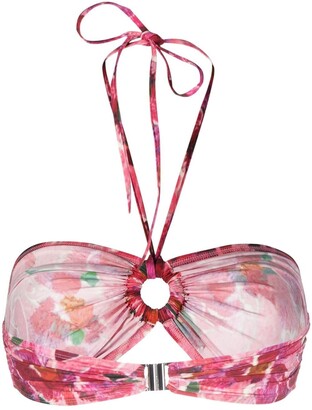 Isabel Marant abstract floral print O-ring bikini top