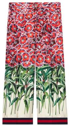 Gucci Rose Garden print silk pajama pant